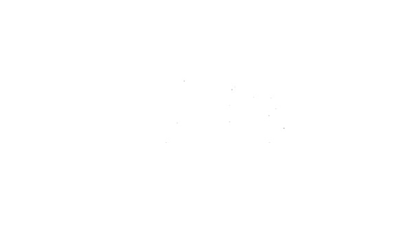Черная линия суши на разделочной доске значок изолирован на белом фоне. Азиатская еда суши на деревянной доске. Видеографическая анимация 4K — стоковое видео