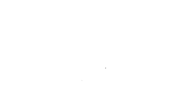 Schwarze Linie Muschel Symbol isoliert auf weißem Hintergrund. Frische köstliche Meeresfrüchte. 4K Video Motion Grafik Animation — Stockvideo