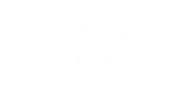Черная линия Рыба значок изолирован на белом фоне. Видеографическая анимация 4K — стоковое видео