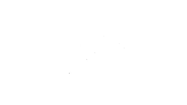Черная линия Рыбацкая лодка значок изолирован на белом фоне. Рыболовный траулер. Видеографическая анимация 4K — стоковое видео