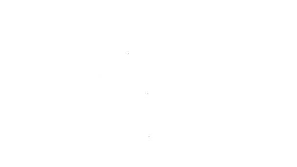 Czarna linia Rybia ikona ogona izolowana na białym tle. 4K Animacja graficzna ruchu wideo — Wideo stockowe