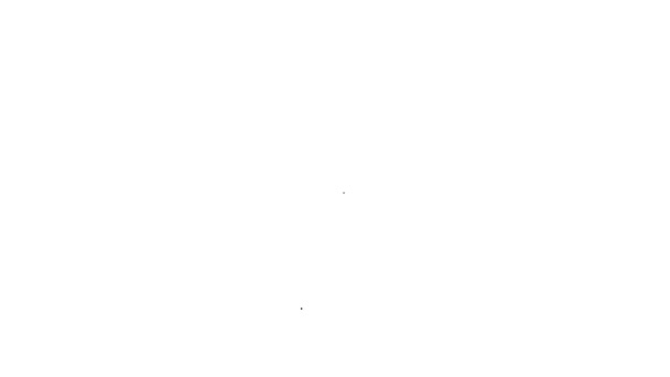 Черная линия Мобильный телефон с иконкой смарт-дома изолированы на белом фоне. Дистанционное управление. Видеографическая анимация 4K — стоковое видео
