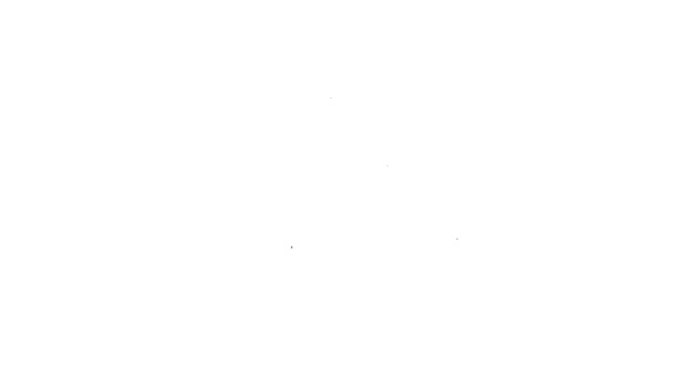 Línea negra Icono de construcción de ruleta aislado sobre fondo blanco. Cinta métrica símbolo. Animación gráfica de vídeo 4K — Vídeo de stock