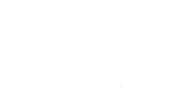 Черная линия перо-перо Fountain значок изолирован на белом фоне. Знак инструмента ручки. Видеографическая анимация 4K — стоковое видео