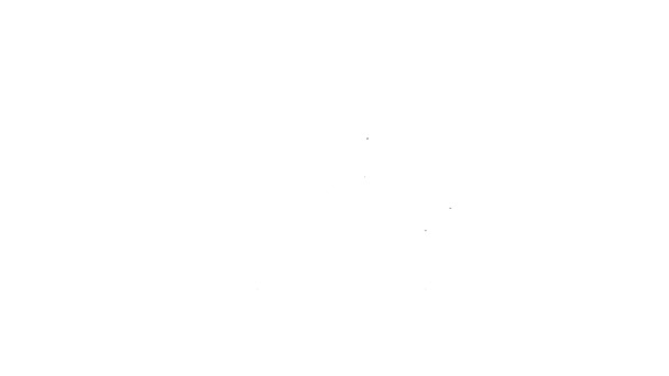 Черная строка Школьник, сидящий за партой значок изолирован на белом фоне. Видеографическая анимация 4K — стоковое видео