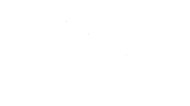 Zwarte lijn Ringing bell icoon geïsoleerd op witte achtergrond. Alarmsymbool, bedrijfsbel, handbelteken, meldsymbool. 4K Video motion grafische animatie — Stockvideo
