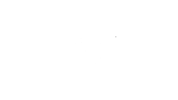 Schwarze Linie Wecker-Symbol isoliert auf weißem Hintergrund. Aufwachen, aufstehen. Zeitzeichen. 4K Video Motion Grafik Animation — Stockvideo