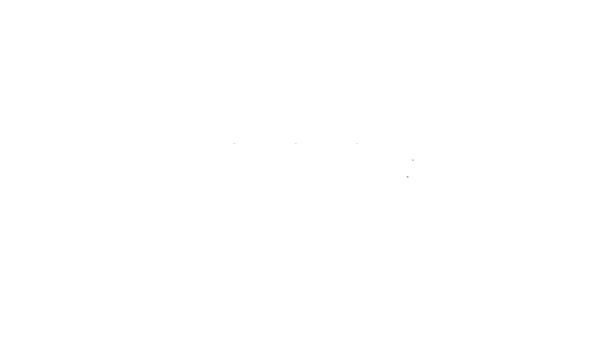 Línea negra Tazón de sopa caliente icono aislado sobre fondo blanco. Animación gráfica de vídeo 4K — Vídeos de Stock
