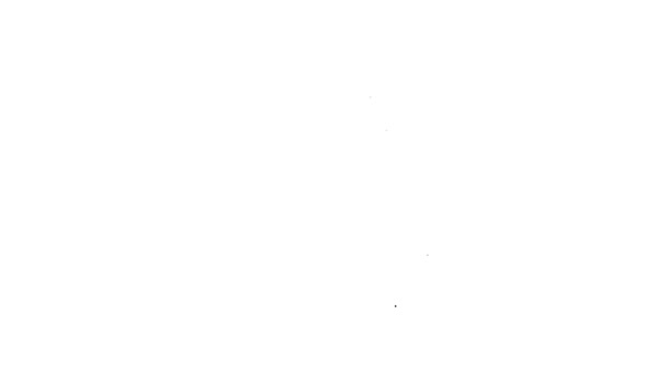 Línea negra Termómetro de meteorología icono de medición aislado sobre fondo blanco. Equipo de termómetro que muestra clima caliente o frío. Animación gráfica de vídeo 4K — Vídeo de stock