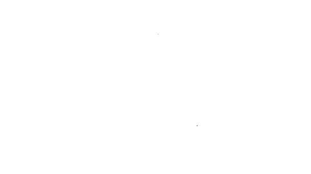 Schwarze Linie Garten Harke Symbol isoliert auf weißem Hintergrund. Werkzeug für Gartenbau, Landwirtschaft, Landwirtschaft. Bodenbearbeitung. Haushaltsgeräte. 4K Video Motion Grafik Animation — Stockvideo