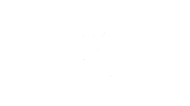 ブラックライン白の背景に隔離されたバーベキューグリルアイコン。バーベキューグリルパーティー。4Kビデオモーショングラフィックアニメーション — ストック動画