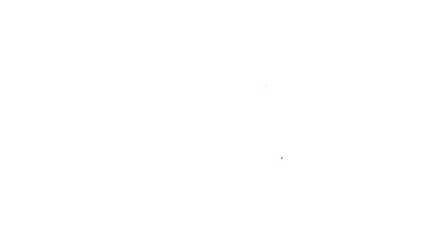 Línea negra Icono de tarjeta postal de viaje aislado sobre fondo blanco. Tarjeta de felicitación turística. Animación gráfica de vídeo 4K — Vídeos de Stock