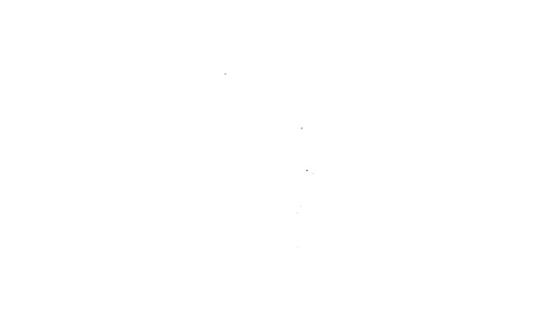Черная линия крем от загара в трубке значок изолирован на белом фоне. Защита кожи от солнечного ультрафиолетового света. Видеографическая анимация 4K — стоковое видео
