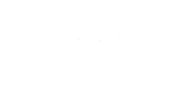 黒い線白い背景に隔離されたトイレタリーペーパーロールアイコン。4Kビデオモーショングラフィックアニメーション — ストック動画