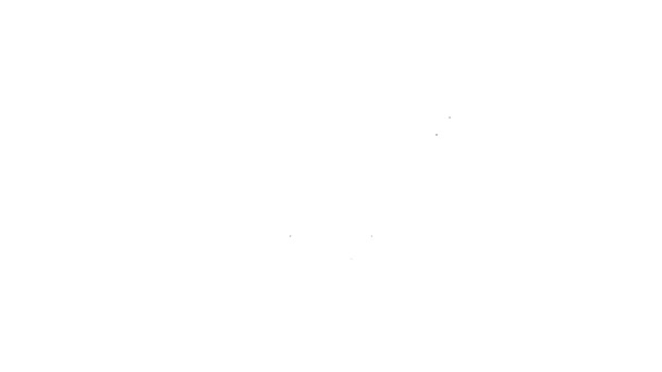 Черная линия Хэллоуин ведьма икона котла изолированы на белом фоне. Счастливого Хэллоуина. Видеографическая анимация 4K — стоковое видео