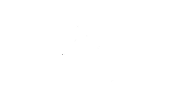 Zwarte lijn Micro-organismen onder vergrootglas pictogram geïsoleerd op witte achtergrond. Bacteriën en ziektekiemen, celkanker, microbe, virus, schimmels. 4K Video motion grafische animatie — Stockvideo