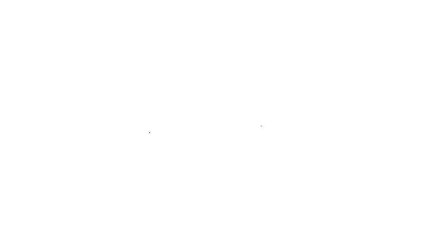 Černá čára Závěsná skříň ikona izolované na bílém pozadí. Čistý ručník. Ikona šatny. Symbol služby oblečení. Věšák na prádlo. Grafická animace pohybu videa 4K — Stock video