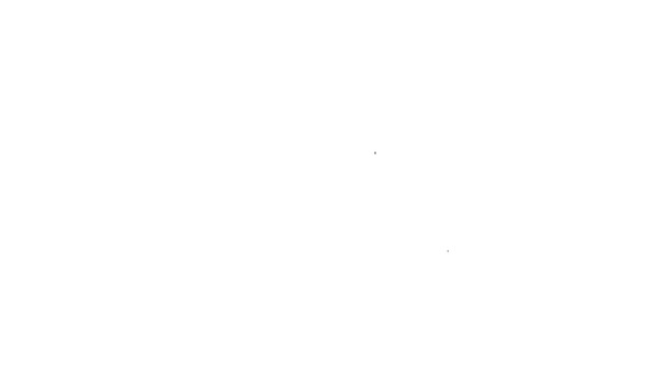 Черная линия Наперсток для шитья иконки изолированы на белом фоне. Видеографическая анимация 4K — стоковое видео