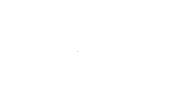 Línea negra Tumba con icono de cruz aislado sobre fondo blanco. Animación gráfica de vídeo 4K — Vídeo de stock