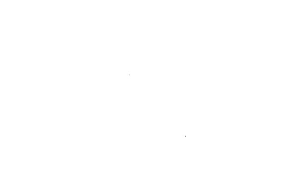 Línea negra Icono de cripta antigua aislado sobre fondo blanco. Símbolo del cementerio. Osario o cripta para el entierro del difunto. Animación gráfica de vídeo 4K — Vídeo de stock