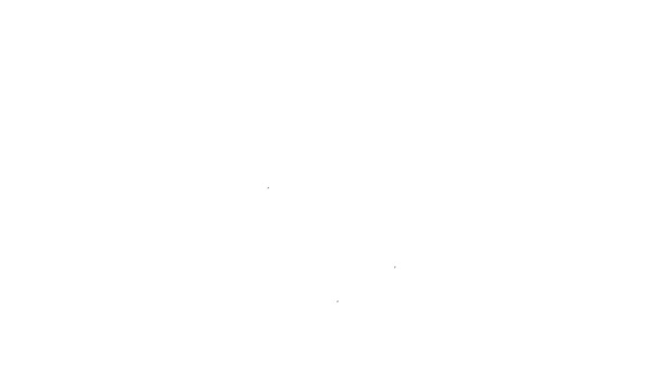 Černá čára Virus ikona izolované na bílém pozadí. Corona virus 2019-nCoV. Bakterie a bakterie, rakovina buněk, mikrobi, houby. Grafická animace pohybu videa 4K — Stock video
