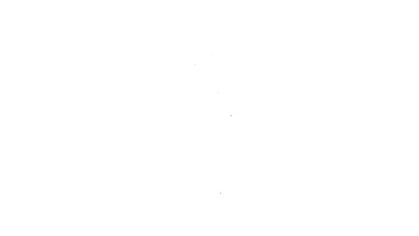 Icono de linterna de papel chino de línea negra aislado sobre fondo blanco. Animación gráfica de vídeo 4K — Vídeos de Stock