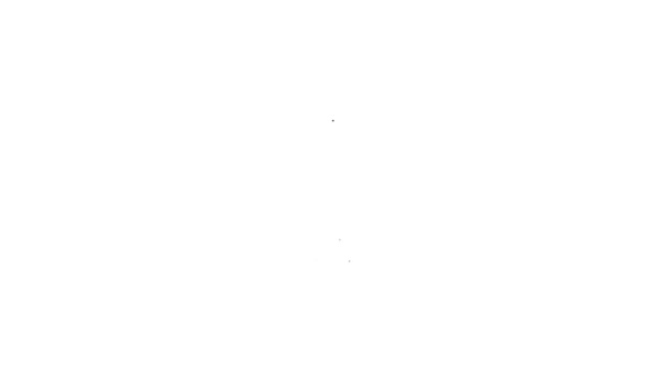 Czarna linia Tradycyjny papier chiński lub japoński składany wentylator ikona izolowane na białym tle. 4K Animacja graficzna ruchu wideo — Wideo stockowe