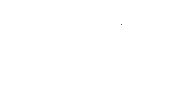 ブラックライン白の背景に隔離された花火アイコン。楽しいパーティーの概念。爆発的な花火のシンボル。4Kビデオモーショングラフィックアニメーション — ストック動画