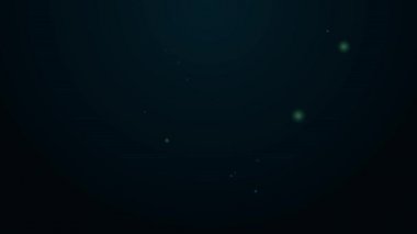 Parlayan neon hattı Scallop deniz kabuğu simgesi siyah arkaplanda izole edildi. Deniz kabuğu işareti. 4K Video hareketli grafik canlandırması