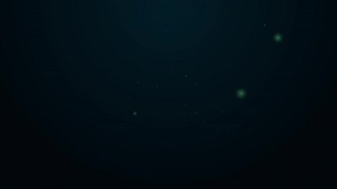 Parlayan neon hattı. Siyah arka planda balık bifteği ikonu var. 4K Video hareketli grafik canlandırması