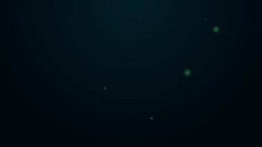 Parlayan neon çizgisi Ahtapot simgesi siyah arkaplanda izole edildi. 4K Video hareketli grafik canlandırması