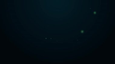 Parlayan neon hattı, siyah arka planda izole edilmiş yılan balığı ikonu. 4K Video hareketli grafik canlandırması
