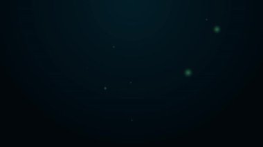 Parlayan neon hattı Balık kuyruğu simgesi siyah arkaplanda izole edildi. 4K Video hareketli grafik canlandırması