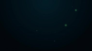 Parlayan neon çizgisi kamera zamanlayıcısı simgesi siyah arkaplanda izole edildi. Fotoğrafa maruz kalma. Kronometre zamanlayıcısı 5 saniye. 4K Video hareketli grafik canlandırması