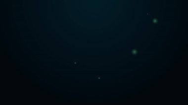 Parlayan neon hattı toz üfleyici simgesi siyah arkaplanda izole edildi. Hava temizleyici. Mercek temizleyicisi. Kamera sensörü temizliği. 4K Video hareketli grafik canlandırması