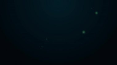 Parlayan neon hattı fotoğraf makinesi simgesi siyah arkaplanda izole edildi. Foto kamera. Dijital fotoğrafçılık. 4K Video hareketli grafik canlandırması