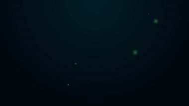 Parlayan neon çizgisi siyah arkaplanda izole edilmiş cetvel ve kalem simgesini çaprazladı. Düz sembol. Çizim ve eğitim araçları. 4K Video hareketli grafik canlandırması