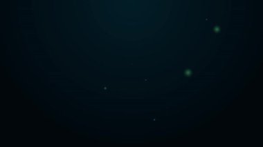 Parlayan neon hattı yapı balonu düzeyi simgesi siyah arkaplanda izole edildi. Supaslar, ölçüm aletleri, ölçüm aletleri. 4K Video hareketli grafik canlandırması