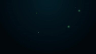 Parlayan neon çizgisi. Siyah zemin üzerinde kum ikonu olan eski kum saati. Kum saati işareti. İş ve zaman yönetimi kavramı. 4K Video hareketli grafik canlandırması