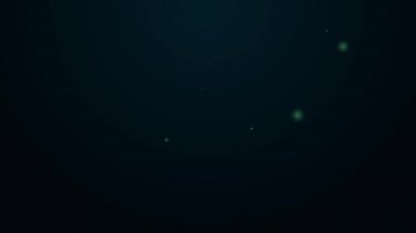 Parlayan neon çizgisi Siyah arkaplanda pusula simgesi çizimi. Pusula işareti. Çizim ve eğitim araçları. Geometrik alet. 4K Video hareketli grafik canlandırması
