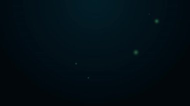 Parlayan neon hattı derinlik ölçüm simgesi siyah arkaplanda izole edildi. Su derinliği. 4K Video hareketli grafik canlandırması