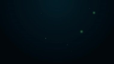 Siyah arka planda izole edilmiş saç simgesi için parlak neon çizgisi saç maşası. Saç düzleştirici ikonu. 4K Video hareketli grafik canlandırması