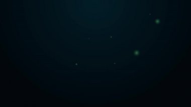 Parlayan neon çizgisi adamı siyah arkaplanda izole edilmiş kitap simgesi okuyor. 4K Video hareketli grafik canlandırması