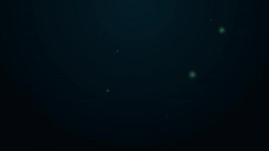 Parlayan neon çizgisi kalem simgesi siyah arkaplanda izole edildi. 4K Video hareketli grafik canlandırması