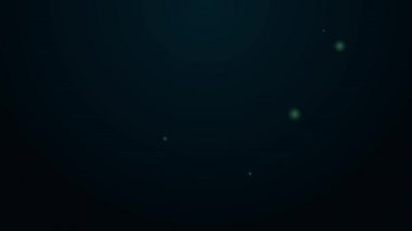 Parlayan neon çizgisi silgisi veya siyah arkaplanda izole edilmiş kauçuk simge. 4K Video hareketli grafik canlandırması