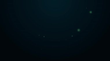 Parlayan neon çizgisi kireç taşı simgesi siyah arkaplanda izole edildi. Okul karatahtası. 4K Video hareketli grafik canlandırması