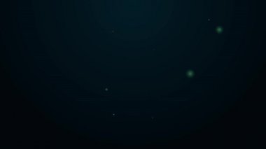 Parlak neon hattı kalem kutusu kırtasiyesi simgesi siyah arkaplanda izole edildi. Kalem, kalem, cetvel. 4K Video hareketli grafik canlandırması