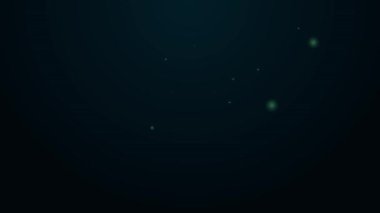 Parlayan neon çizgisi okul sırt çantası simgesi siyah arkaplanda izole edildi. 4K Video hareketli grafik canlandırması