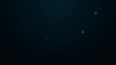 Parlayan neon hattı plaj duş ikonu siyah arka planda izole edildi. 4K Video hareketli grafik canlandırması