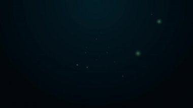 Parlayan neon hattı Baykuş ikonu siyah arkaplanda izole edildi. Hayvan sembolü. 4K Video hareketli grafik canlandırması